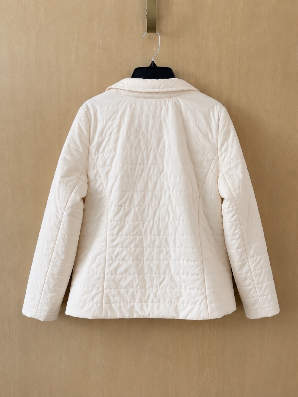 Talbots Plus 1X Ivory Cream Quilted Moto Jacket Gold Zip NWT - Picture 3 of 7